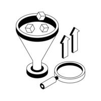A well crafted isometric icon illustrating data filtration process. vector