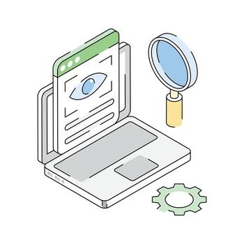 A visually appealing isometric icon of web monitoring dashboard vector