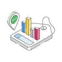 A trendy isometric icon of effective local seo services vector