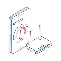 Visually appealing isometric outline icon of internet speed testing vector