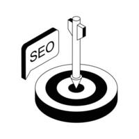 Well designed isometric outline icon of setting seo goal. vector