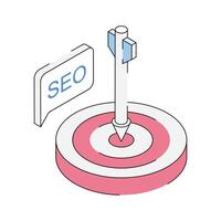 Well designed isometric outline icon of setting seo goal vector