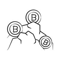 A well crafted hand drawn style icon of bitcoin vector