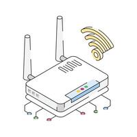 Visually engaging isometric icon showing an internet router device vector