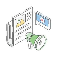 Trendy isometric icon showing targeted advertising vector