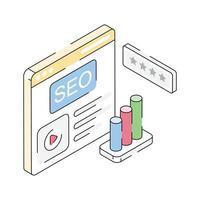 Visually engaging isometric icon depicting advanced seo analysis process vector