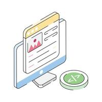 Check out this isometric outline icon of detailed web content vector