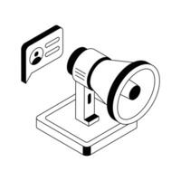 Grab this well crafted isometric icon highlighting online publicity. vector