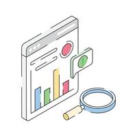 Check out this isometric outline icon of web research process vector