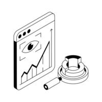 A modern isometric outline icon of real-time data monitoring. vector