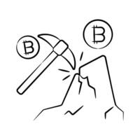 A handy hand drawn style icon of crypto mining process vector