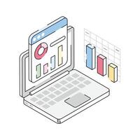 Check out this isometric outline icon of web analytics tool vector