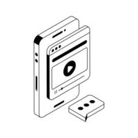 An isometric icon of seamless streaming service. vector