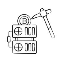 Grab this amazing hand drawn style icon of bitcoin server vector