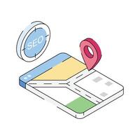 A captivating isometric icon of precise seo location tracking vector