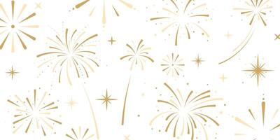 Fireworks on white background with gold stars vector