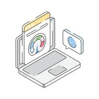 A visually appealing isometric icon showing web performance metrics vector