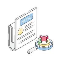 A captivating isometric outline icon of modern newspaper layout vector