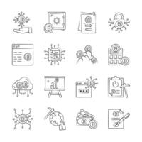 Check out our premium set of bitcoin earning hand drawn style icons vector