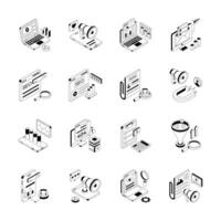 Modern Collection of Seo and Marketing Isometric Icons vector