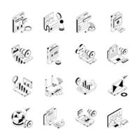 Handy Set of Seo Services and Advertising Isometric Icons vector