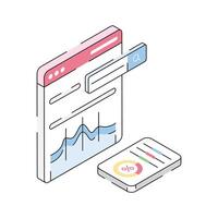 Check out this isometric outline icon of detailed site analysis vector