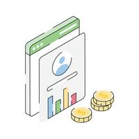 An isometric style icon of a trading profile is ready vector