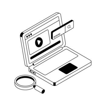 un isométrica icono de avanzado buscar motor funcionalidad. vector