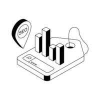 A trendy isometric icon of effective local seo services. vector