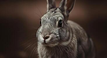 A close up of a rabbit with dark background photo
