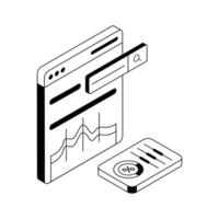 Check out this isometric outline icon of detailed site analysis. vector