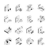 Premium Bundle of Seo and Promotions Isometric Icons vector