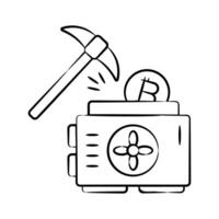 A well crafted hand drawn style icon of money mining vector