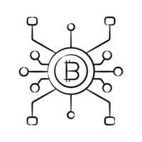 A well designed hand drawn style icon of bitcoin connection nodes vector