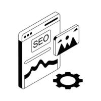 Premium isometric icon showing seo content optimization tool. vector