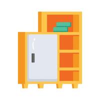 A 2d style icon of bookcase filled with books vector
