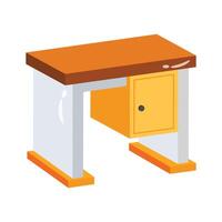 An aesthetic 2d icon of computer table setup vector