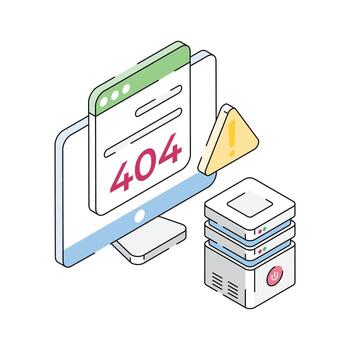 Get this isometric outline icon of a 404 error screen vector