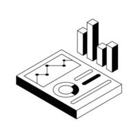 A captivating isometric icon of a digital data report. vector