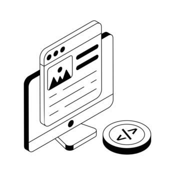 Check out this isometric outline icon of detailed web content. vector