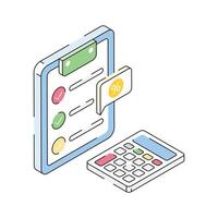 An isometric style icon of digital bookkeeping system is ready vector