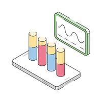 Premium isometric icon showing mobile analytics in action. vector