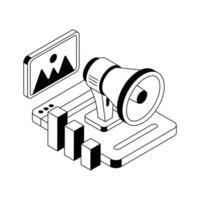 A captivating isometric icon of content marketing tactics. vector