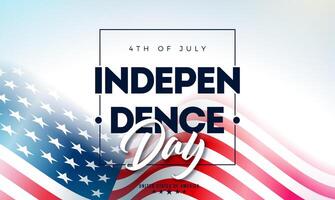 4th of July Independence Day of the USA Illustration with Typography Letter and American Flag on Light Background. Fourth of July National Celebration Design for Banner, Greeting Card vector