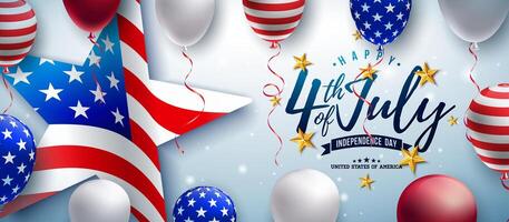 4th of July balloons and star decoration vector