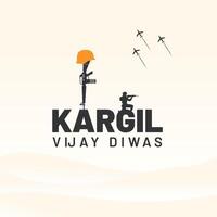 Kargil Vijay Diwas Banner and Greeting Card. Kargil Victory Day Celebration with Text and Solder vector