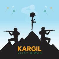 Kargil Vijay Diwas patriotic background with a military touch vector