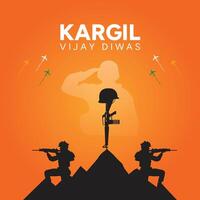 26 july Kargil Vijay Diwas in orange Background vector