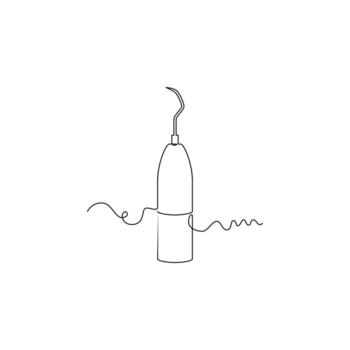 one line art Tooth Scaler illustration. line art, one continuous line, simple, hand drawn and sketch style. for icons, symbols, signs or logos vector
