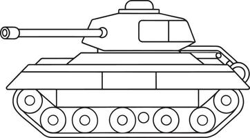 Cartoon tank drawing in outlined form for children projects vector
